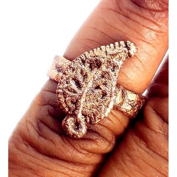 Copper leaf ring size 6.5 - Picture 9 of 12